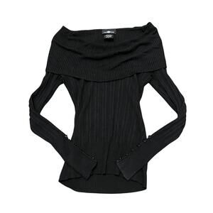 Y2K Black Foldover Sweater